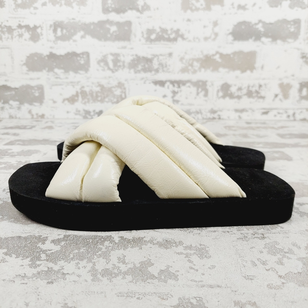 New PROENZA SCHOULER Off-White Criss-Cross Float Padded Leather Sandals W254